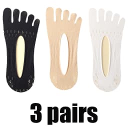 3Pairs Women Toe Socks Breathable Summer Ultra-thin Transparent Sock with Fingers Elastic Invisible Boat Sox Simple Comfortable