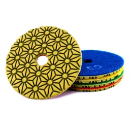 RIJILEI 5PCS 4 Inch Stone Polishing Pads 100mm Flexible Wet concrete Floor Polishing Pad for Granite Marble Grinding Disc