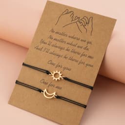 2pcs/set Minimalist Sun Moon Charm Couple Bracelet Friendship Jewelry Gift Handmade Adjustable Braided Rope Bracelets Wholesale