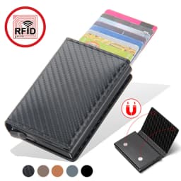 Magnet Rfid Blocking Credit Card Holder Case for Men Unisex Leather ID Bank Wallets with Magnetic Buckle Closer Small PU Purse