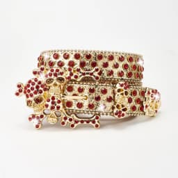 Western Leather Belt Crystal BlingBling Punk Belt Skull Pile Water Diamond Fashion Belt for Cowboy