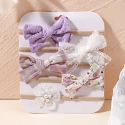 5Pcs/lot Baby Elastic Nylon Headband Newborn Lovely Flower Lace Bow Head Band for Girl Infant Toddler Soft Babe Hair Accessories