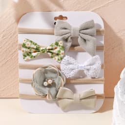 5Pcs/lot Baby Elastic Nylon Headband Newborn Lovely Flower Lace Bow Head Band for Girl Infant Toddler Soft Babe Hair Accessories