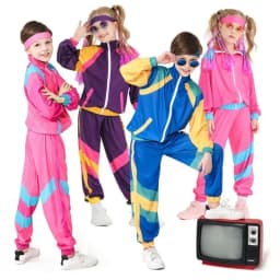 80s Tracksuit Hip Hop Costume Top Pants Sets Outfit Retro Disco Dance Sportswear Blue Pink Baseball Uniform