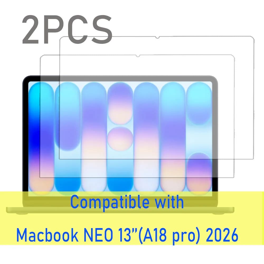 2-Pack Tempered Glass Screen Protector for Macbook NEO 13'' 2026 Version PRO 18 Notebook 13-Inch 9H Anti Scratch Protective Film