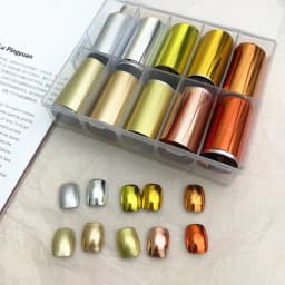 1 Box New Metal Nail Foils for Matt Transfer Paper Neon Stickers Champagne Nails Wraps Silver DIY Chameleon Nail Art Decorations