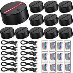 12 Pcs 3D Night LED Light Lamp Base 16 Colors Decorative Light Show Display Stand with Remote USB Cable for Acrylic Resin Glass