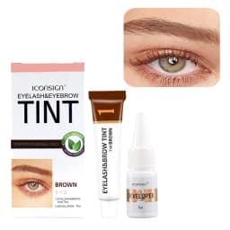 ICONSIGN Eyelashes and Eyebrow Tint Dye Eyebrow Dye Waterproof Long-lasting Eyebrow Brow Kit Semi Permanent Eyebrow Black Brown