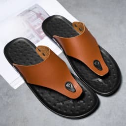 YRZL Summer Slippers Men Flip-Flops for Men Beach Slippers Brown Sandals Comfortable Shoes Non-Slip Bathroom Shoes Men Shoes