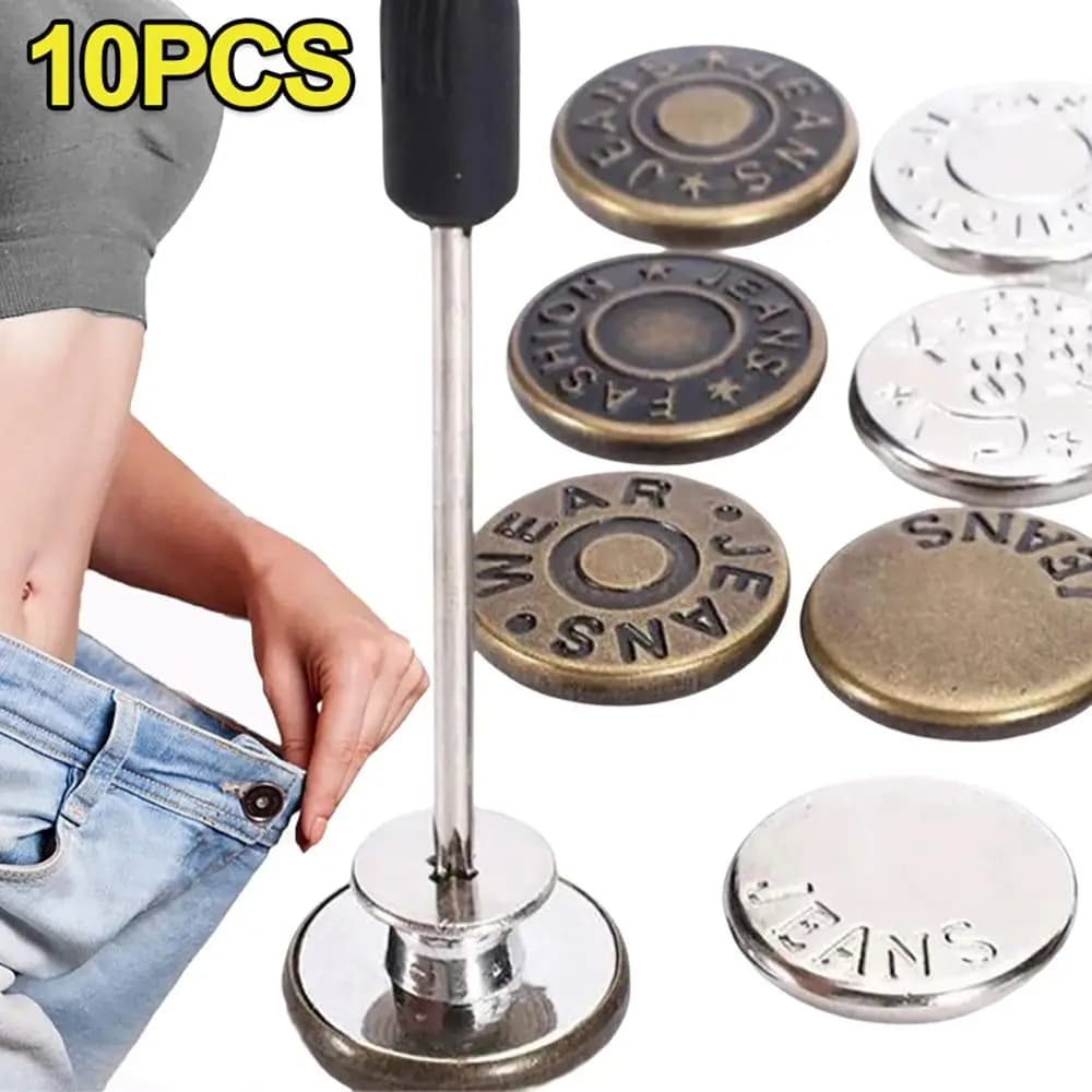 10Pcs/pack Jeans Waist Buttons 17mm Nail Free Adjustable Waist Extenders Buttons Detachable Clothing Pants Waist Buckle