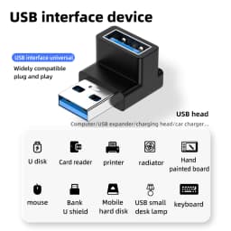90 Degree USB 3.0 Male to Female Right Angle Extension Adapter USB Upward Elbow Adapter 10Gbps For Laptop PC Connector Converte