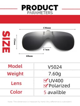 VIVIBEE Flip Up Clip on Sunglasses Polarized Fishing Men Grey Lens Driving UV400 Aviation Cool Oversized Night Vision Shades