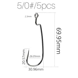 Supercontinent Offset with Big Rings Carbon Steel Crank Hooks Tackle Worm Hooks with Big Eyes Ring