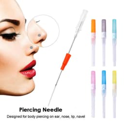 6pcs Sterilized Catheter Piercing Needles Supply Professional Piercing Stores Home Nose Lip Ear Eyebrow Body Piercing Needle
