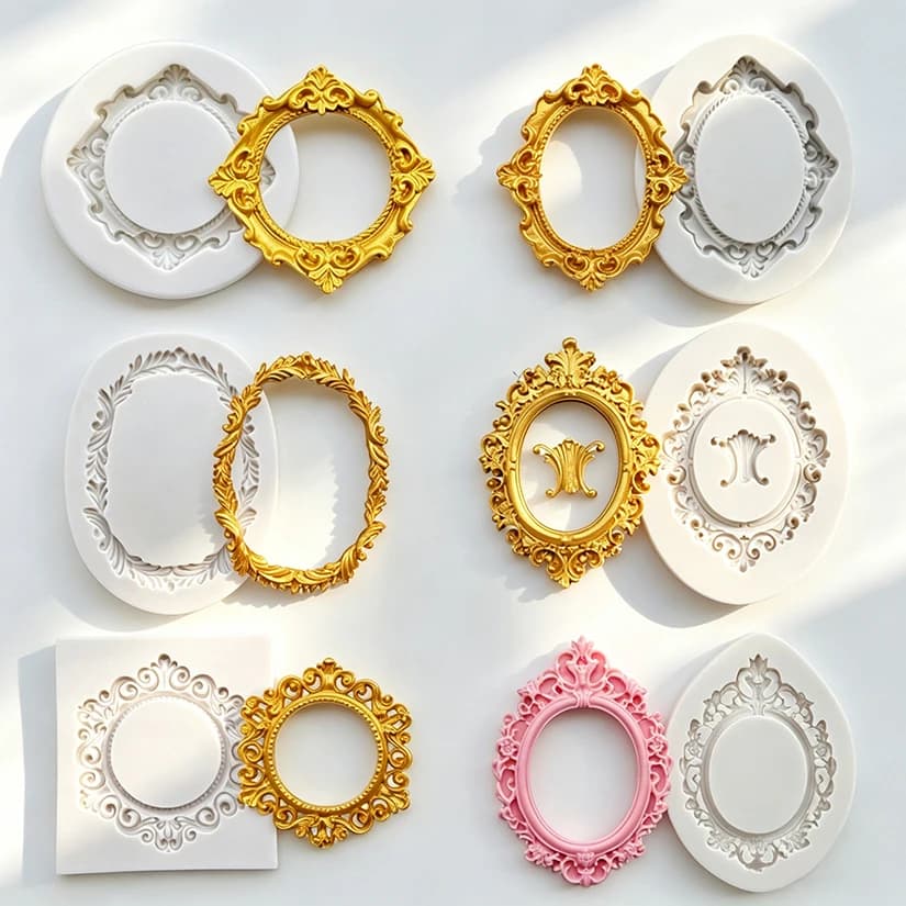Photo Frame Mirror Silicone Mold Resin Tools Sugarcraft Cupcake Baking Mold Fondant Cake Decorating Tools