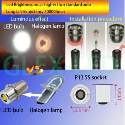 P13.5S P13 5S LED Bulb 3W PR2 3V 6V 4.5V 18V LED Flashlight Replacement Bike Work Torch Maglite Led Conversion Kit
