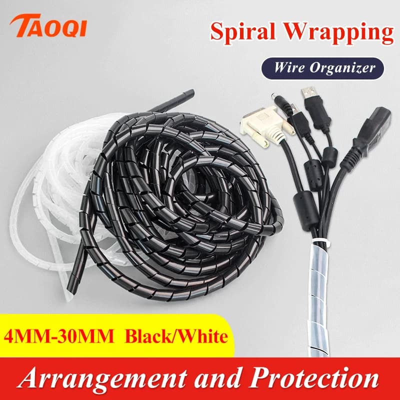 4mm/5mm/6mm/8mm/10mm/12mm New Spiral Wrap Sleeving Tube Flame Retardant Cable Protective Sleeve Band Winding Pipe Wire Sleeves