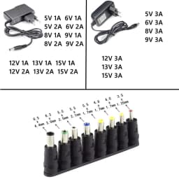 AC DC 110V - 220V Power Adapter Supply 5V 6V 8V 9V 12V 13V 15V 1A 2A 3A Universal Wall Socket With 8 Connect Maximum 5.5X2.5mm