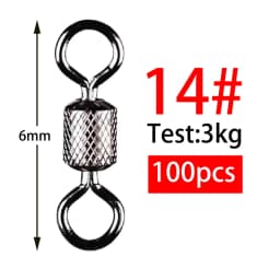 100pcs Fishing Swivel 1#-14# Sizes Solid Connector Ball Bearing Snap Fishing Swivels Rolling Stainless Steel Beads