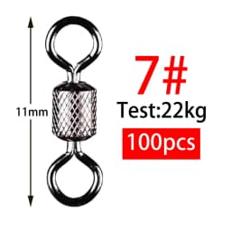 100pcs Fishing Swivel 1#-14# Sizes Solid Connector Ball Bearing Snap Fishing Swivels Rolling Stainless Steel Beads