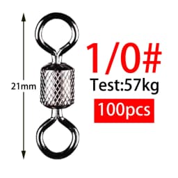 100pcs Fishing Swivel 1#-14# Sizes Solid Connector Ball Bearing Snap Fishing Swivels Rolling Stainless Steel Beads