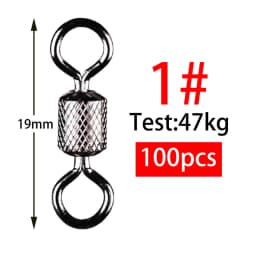 100pcs Fishing Swivel 1#-14# Sizes Solid Connector Ball Bearing Snap Fishing Swivels Rolling Stainless Steel Beads