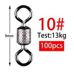 100pcs Fishing Swivel 1#-14# Sizes Solid Connector Ball Bearing Snap Fishing Swivels Rolling Stainless Steel Beads