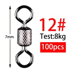 100pcs Fishing Swivel 1#-14# Sizes Solid Connector Ball Bearing Snap Fishing Swivels Rolling Stainless Steel Beads