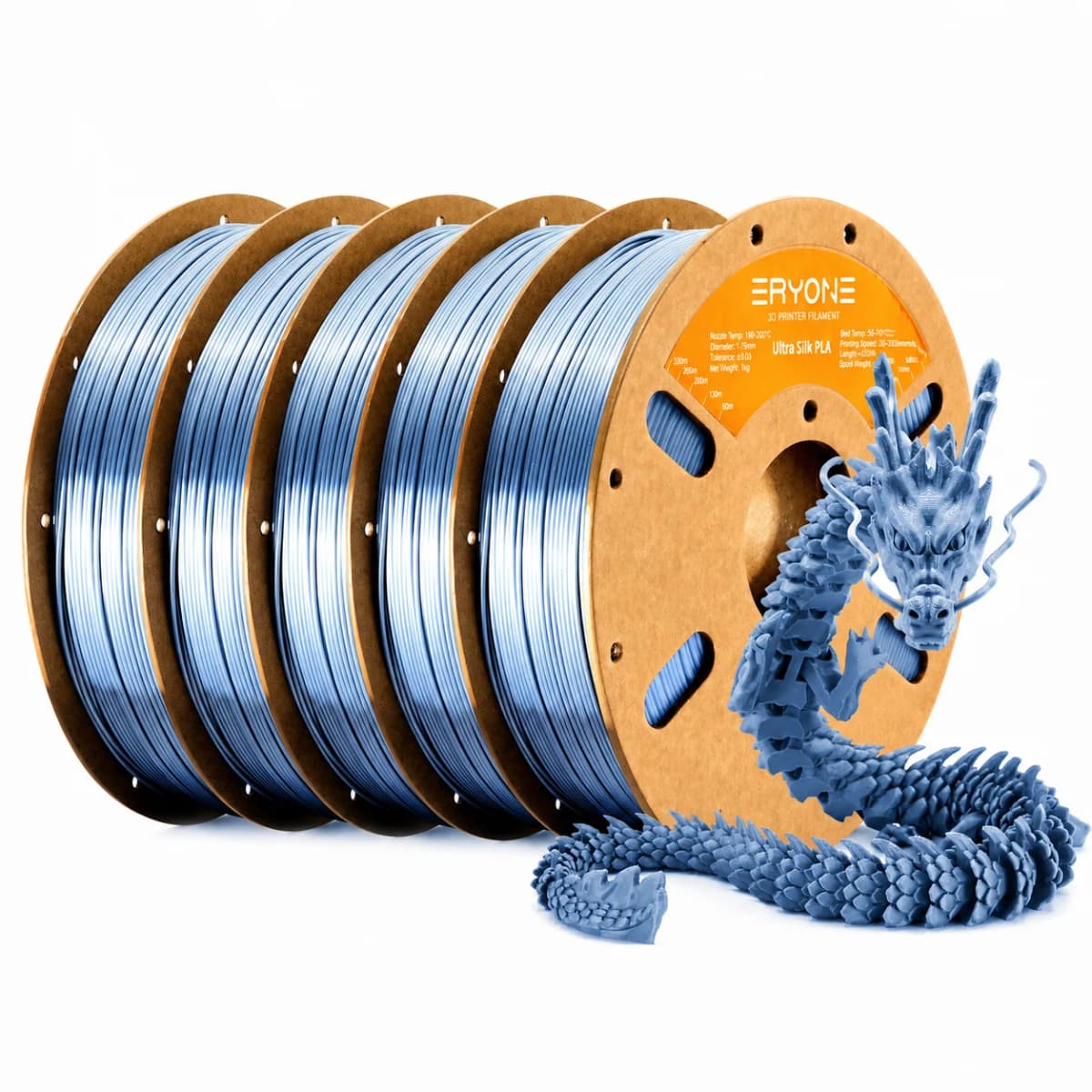 Eryone 5KG Ultra Silk PLA Premium Filament 3D Print, 1.75mm Multicolor Available 1kg Ultra Silk PLA, 1KG/Spool