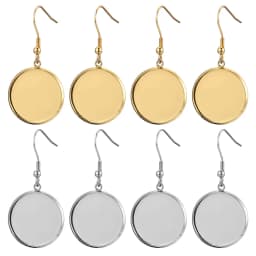 20pcs Lot Gold Stainless Steel Earrings Hook Cabochon Blank Base 6 8 10 12 14 16 18 20 25 30mm Glass Resin DIY Jewelry Making