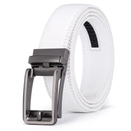 Luxury White Golf Belt for Men High Quality Leather 110-130 Plus Size Designer Business Waist Strap Cowskin Male Causal Jeans