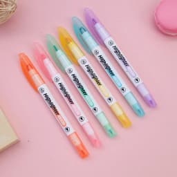 6 Colors/Set Unique Window Tip Highlighter Pen Double Head Pastel Color Midline highlighters Marker School Stationery Supplies