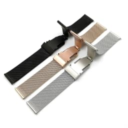 Mesh Milanese Loop Strap Stainless Steel Metal Quick Release Bracelet Double Press Butterfly Buckle Watch Band 18mm 20mm 22mm