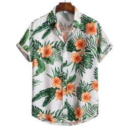 2023 Hawaiian Shirt Men Fashion Flower Geometric Printed Blouse Beach Single-breasted Short SleeveTops Holiday Men's Clothing