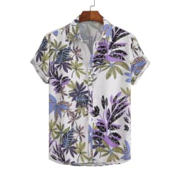 2023 Hawaiian Shirt Men Fashion Flower Geometric Printed Blouse Beach Single-breasted Short SleeveTops Holiday Men's Clothing