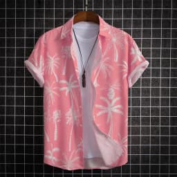2023 Hawaiian Shirt Men Fashion Flower Geometric Printed Blouse Beach Single-breasted Short SleeveTops Holiday Men's Clothing