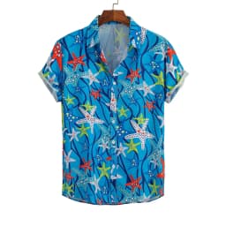 2023 Hawaiian Shirt Men Fashion Flower Geometric Printed Blouse Beach Single-breasted Short SleeveTops Holiday Men's Clothing