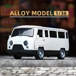 1:36 Alloy Vintage Diecast Cute Cartoon Van Classic Car Model Pull Back Car Model Miniature Vehicle Replica For Collection Gift