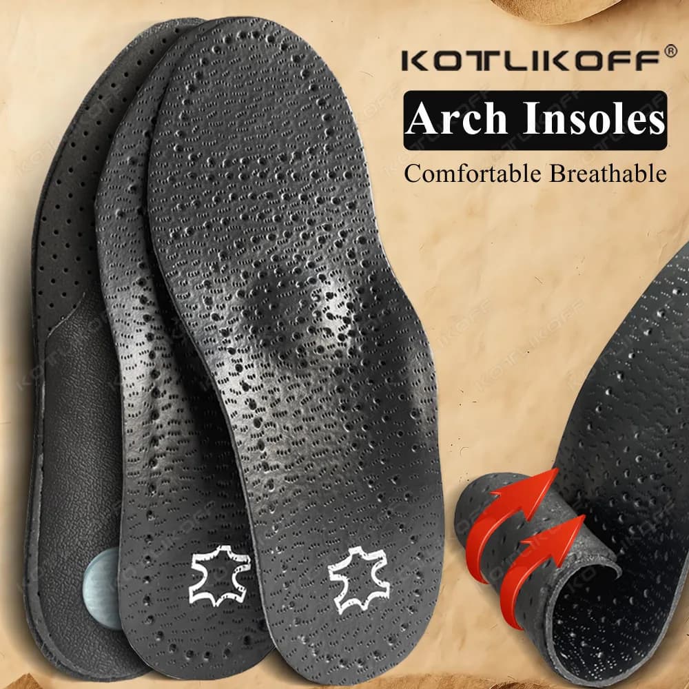 KOTLIKOFF Insole For Shoes Leather Orthotic Insoles Flat Feet High Arch Support Orthopedic Shoes Sole O/X Leg Corrected Insert