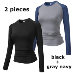 Women's Compression Shirt Athletic Yoga Running Long Sleeve T-Shirt Spring Fall Gym Workout Stretchy Baselayers Rash Guard Tops