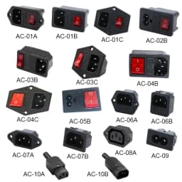 3 Pin IEC320 C14 C15 Electrical Socket LED 250V Rocker Switch Brass 10A Fuse Female Male Inlet Plug Pin Connector Computer Mount