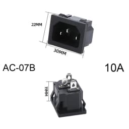 3 Pin IEC320 C14 C15 Electrical Socket LED 250V Rocker Switch Brass 10A Fuse Female Male Inlet Plug Pin Connector Computer Mount