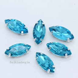 All size 24-colors Navette crystal glass Flatback sew on rhinestone stones montees silver claw button for jewelry DIY Garment