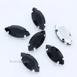 All size 24-colors Navette crystal glass Flatback sew on rhinestone stones montees silver claw button for jewelry DIY Garment