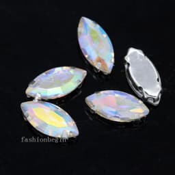 All size 24-colors Navette crystal glass Flatback sew on rhinestone stones montees silver claw button for jewelry DIY Garment