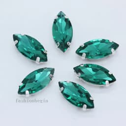 All size 24-colors Navette crystal glass Flatback sew on rhinestone stones montees silver claw button for jewelry DIY Garment