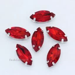 All size 24-colors Navette crystal glass Flatback sew on rhinestone stones montees silver claw button for jewelry DIY Garment