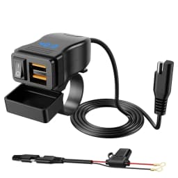 6.8A PD+QC3.0 Motorcycle Phone Charger Handlebar Dual USB Socket 60W Waterproof 12V Power Supply Adapter with Switch Voltmeter