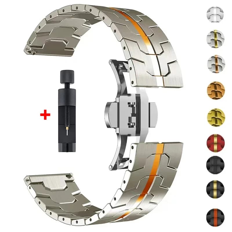 22mm Titanium Color Strap For Huawei Watch 5/4/3 GT7 Pro GT6 46mm Stainless Steel Band For Amazfit GTR 4/3/2 47mm Balance Correa