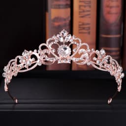 Trendy Crystal Crown Rose Gold Bridal Tiara And Crown Hair Accessories for Wedding Bride Women Hair Jewelry Headpiece
